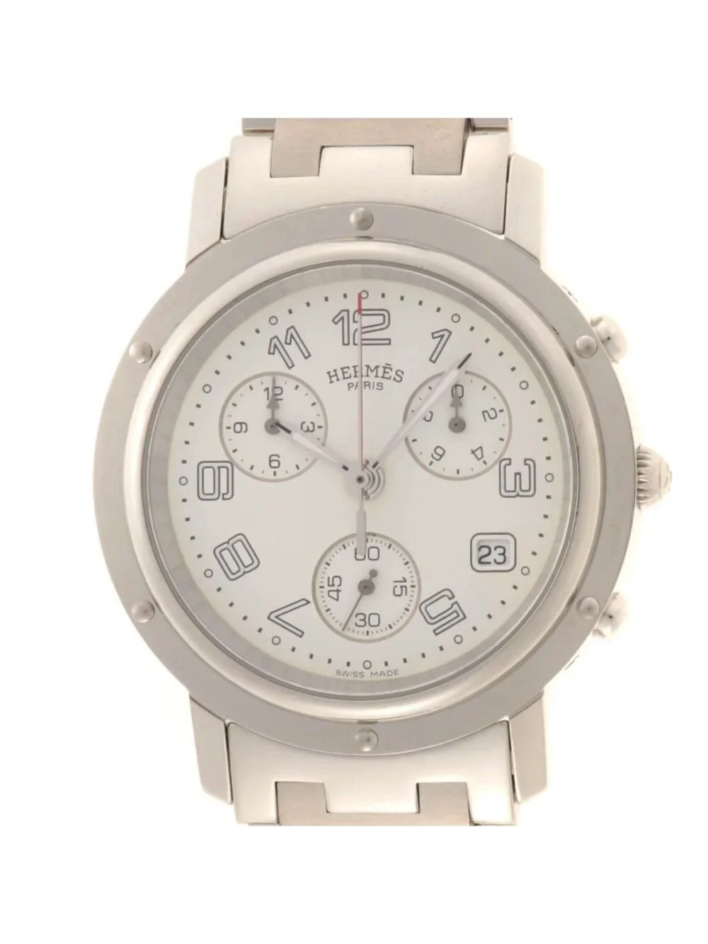 Hermes Clipperchrono Watch Stainless Steel White